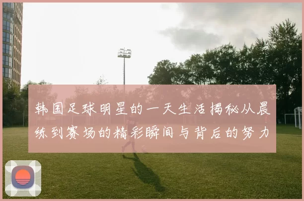韩国足球明星的一天生活揭秘从晨练到赛场的精彩瞬间与背后的努力与坚持